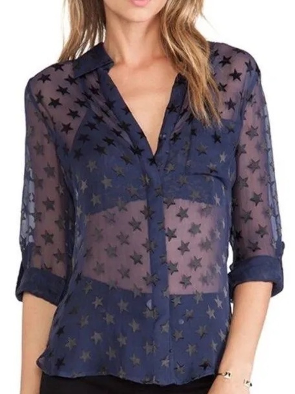 Diane von Furstenberg Lorelei Silk blend navy black stars size 8